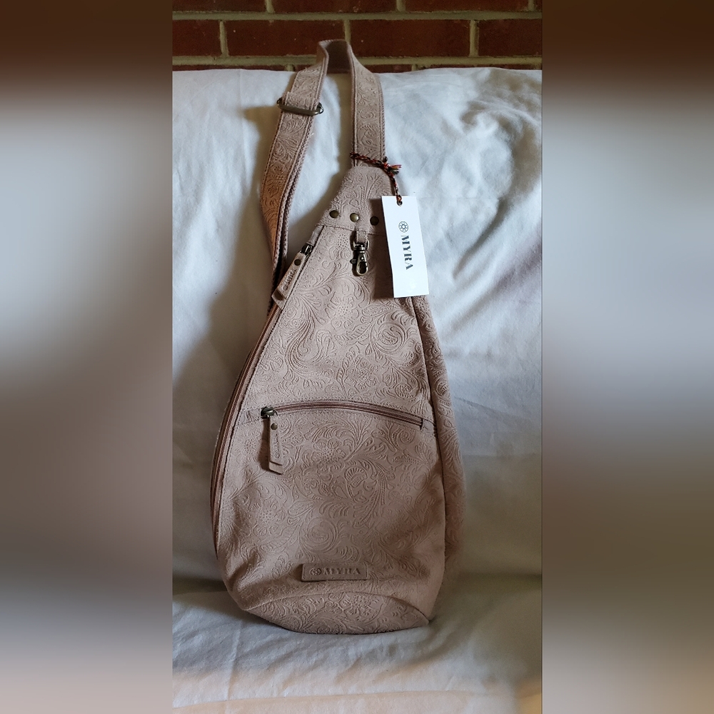 Myra Bag Tan Backpack with Textured Finish